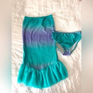 Teal & Purple Disney’s The Little Mermaid swim bottom and fin set
